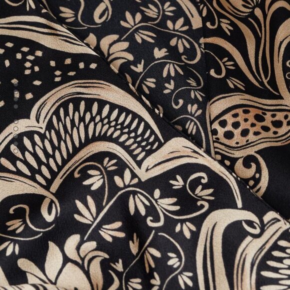 MANGO Printed Wrap Midi Dress (Black/Gold) - Picture 3 of 6
